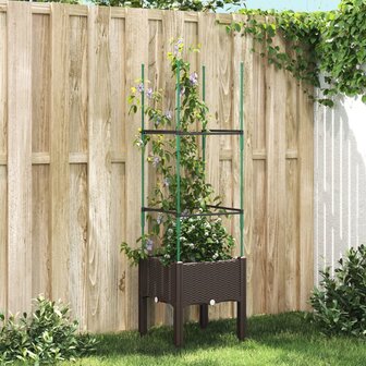 Plantenbak met latwerk 40x40x142,5 cm polypropeen bruin 1