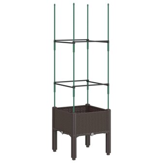 Plantenbak met latwerk 40x40x142,5 cm polypropeen bruin 2
