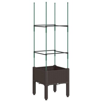 Plantenbak met latwerk 40x40x142,5 cm polypropeen bruin 5