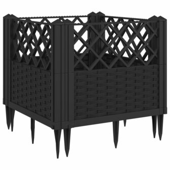 Plantenbak met pinnen 43,5x43,5x43,5 cm polypropeen zwart 2
