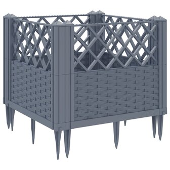 Plantenbak met pinnen 43,5x43,5x43,5 cm polypropeen grijs 6