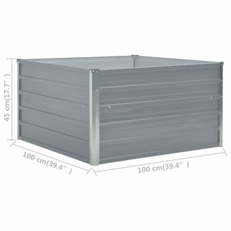 Plantenbak verhoogd 100x100x45 cm gegalvaniseerd staal grijs 6