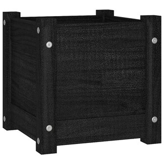 Plantenbak 31x31x31 cm massief grenenhout zwart 2