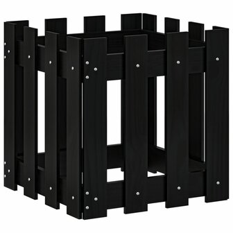 Plantenbak met hekontwerp 40x40x40 cm massief grenenhout zwart 2