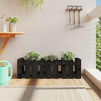Plantenbak verhoogd hekontwerp 100x30x30 cm grenenhout zwart 1