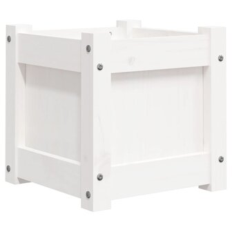 Plantenbak 31x31x31 cm massief grenenhout wit 2