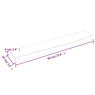 Wandschap 60x10x4 cm onbehandeld massief eikenhout 7