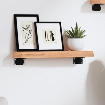 Wandschap 40x10x4 cm behandeld massief eikenhout lichtbruin 1