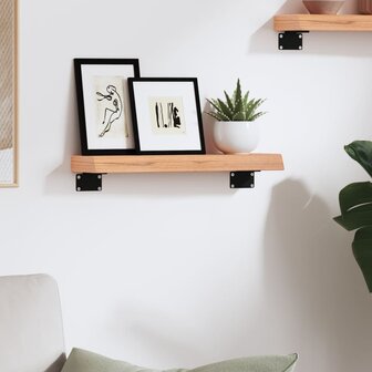 Wandschap 40x10x4 cm behandeld massief eikenhout lichtbruin 3