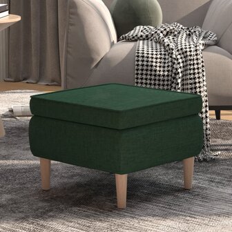 Kruk met houten poten stof donkergroen 1
