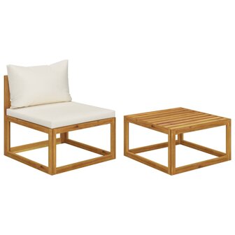 2-delige Loungeset met kussens massief acaciahout 1