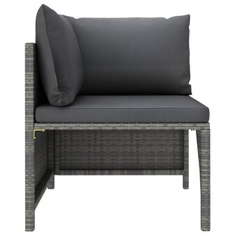 2-delige Loungeset met kussens poly rattan grijs 3