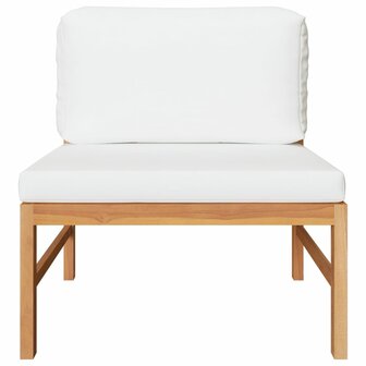 2-delige Loungeset met cr&egrave;mekleurige kussens teakhout 3