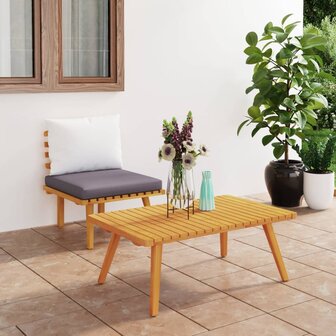 2-delige Loungeset met kussens massief acaciahout 1