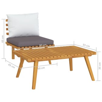 2-delige Loungeset met kussens massief acaciahout 7