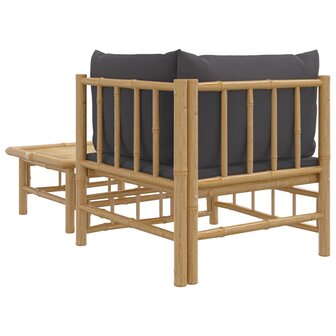 2-delige Loungeset met kussens bamboe donkergrijs 5