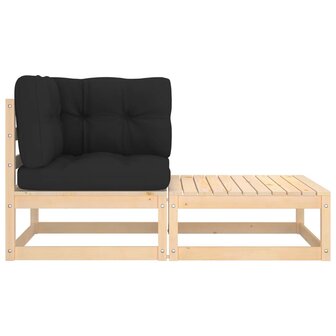 2-delige Loungeset met kussens massief grenenhout 2
