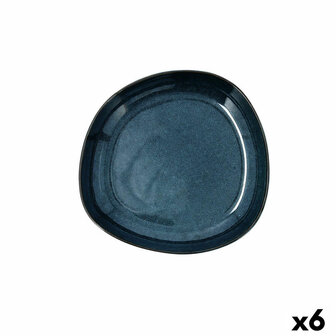 Diep bord Bidasoa Ikonic Keramisch Blauw (20,5 x 19,5 x 3,3 cm) (Pack 6x) 2