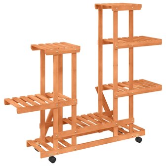 Plantenstandaard met wielen 95x25x101 cm massief vurenhout 6
