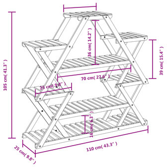 Plantenstandaard 110x25x105 cm massief vurenhout 8