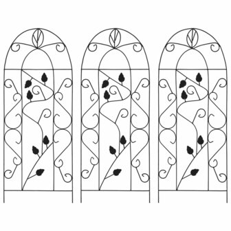 Plantenklimrekken 3 st 40x100 cm ijzer zwart   1