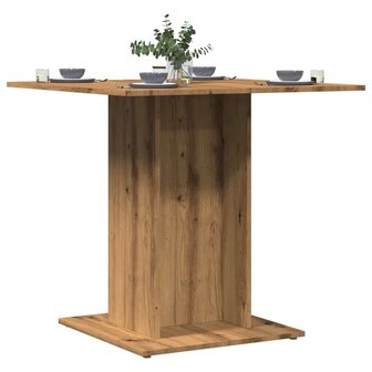 Eettafel 80x80x75 cm bewerkt hout artisanaal eikenkleurig 1