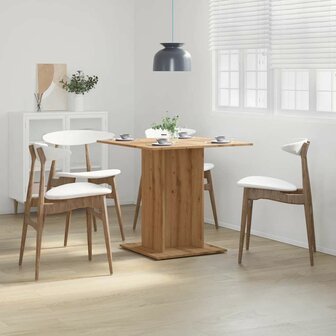 Eettafel 80x80x75 cm bewerkt hout artisanaal eikenkleurig 3