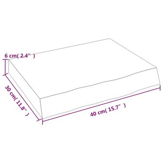 Wastafelblad 40x30x(2-6) cm behandeld massief hout donkerbruin 8