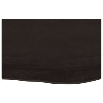 Wastafelblad 60x40x(2-4) cm behandeld massief hout donkerbruin 3