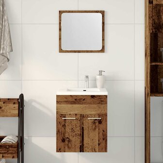 2-delige Badkamermeubelset bewerkt hout oud houtkleurig 1