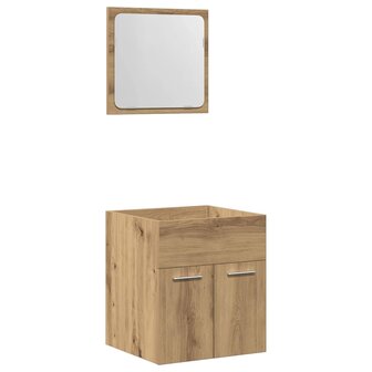 2-delige Badkamermeubelset bewerkt hout artisanaal eikenkleur 2