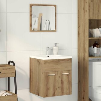 2-delige Badkamermeubelset bewerkt hout artisanaal eikenkleur 3