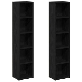 CD-kasten 2 st 21x16x93,5 cm spaanplaat zwart eikenkleurig 2