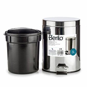 Pedaalemmer Zilverkleurig Roestvrij staal Plastic 3 L (6 Stuks) 2