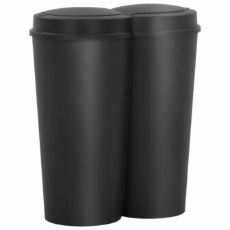 Prullenbak dubbel 50 L zwart 1