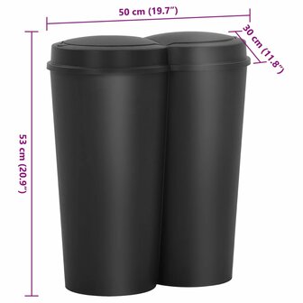Prullenbak dubbel 50 L zwart 9