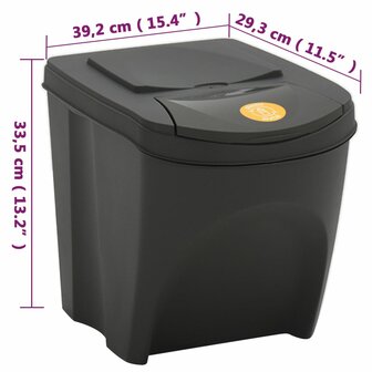 Vuilnisbakken 4 st stapelbaar 100 L polypropeen grijs 9