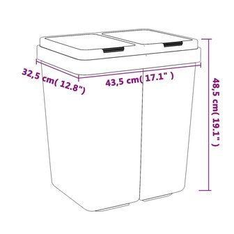 Vuilnisbak dubbel 2x25 L wit 6