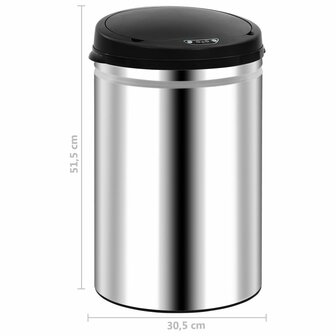 Prullenbak met automatische sensor 30 L roestvrij staal 8