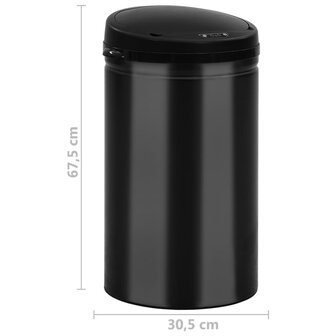 Prullenbak met automatische sensor 40 L koolstofstaal zwart 8