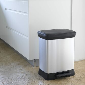 Curver Pedaalemmer Deco rechthoekig 30 L zilverkleurig 6