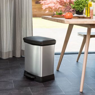 Curver Pedaalemmer Deco rechthoekig 30 L zilverkleurig 8