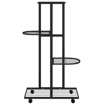 Bloemenstandaard met wielen 4-laags 44x23x80 cm ijzer zwart 3