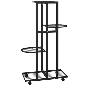 Bloemenstandaard met wielen 4-laags 44x23x80 cm ijzer zwart 5
