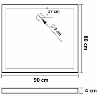 Douchebak rechthoekig 80x90 cm ABS zwart 8