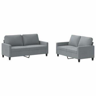 2-delige Loungeset met kussens stof lichtgrijs 2