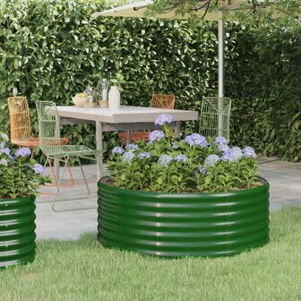 Plantenbak 100x100x36 cm gepoedercoat staal groen 1
