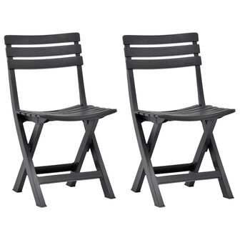 Tuinstoelen inklapbaar 2 st kunststof antraciet 1