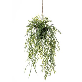 Emerald Kunstplant hangend in pot bamboe 50 cm 2