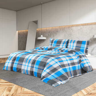 Dekbedovertrekset 140x200 cm katoen blauw en grijs 1